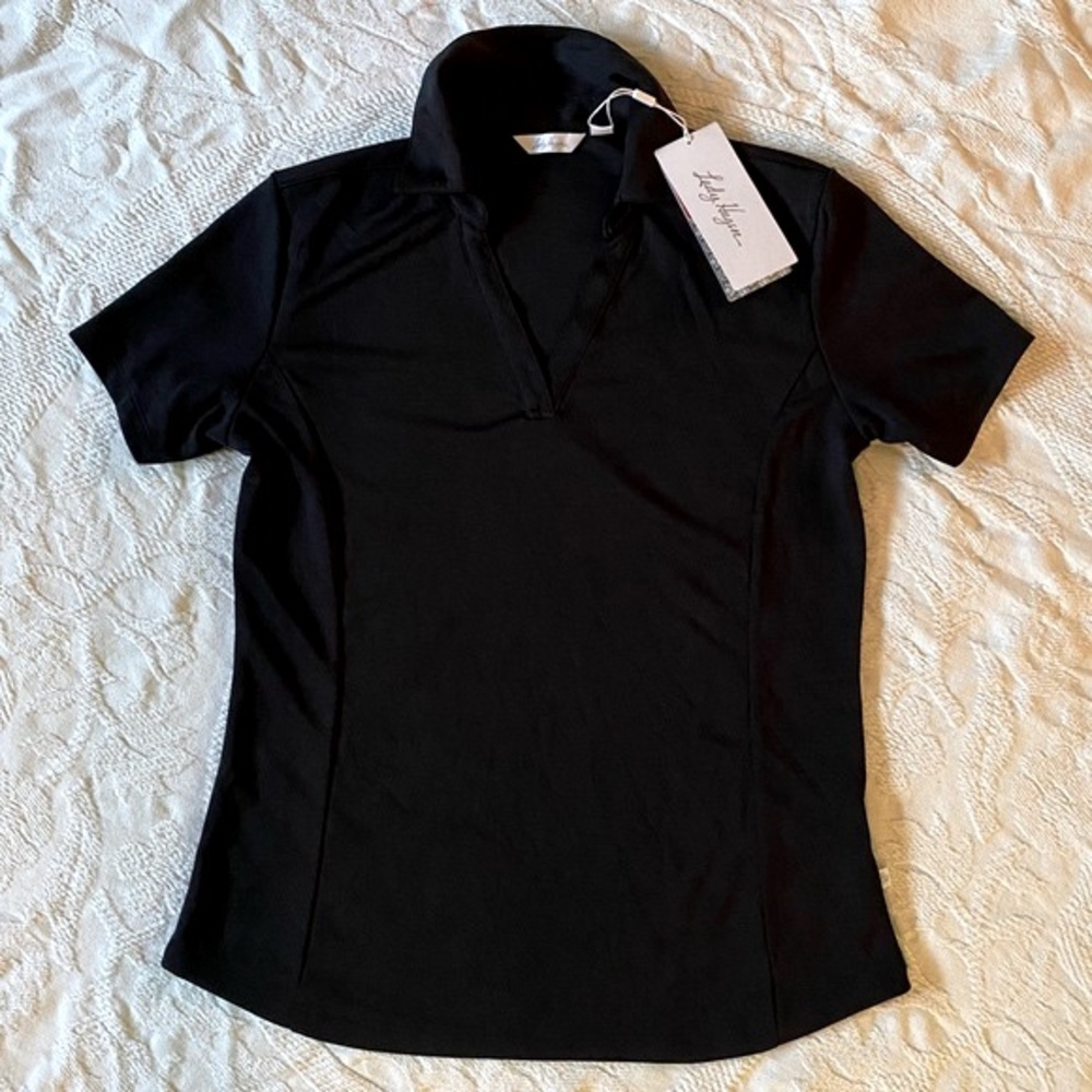 NWT Lady Hagen Black Collared Polo Shirt